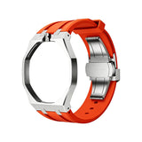 Oak Pop Orange-Red Steel Silicone Strap