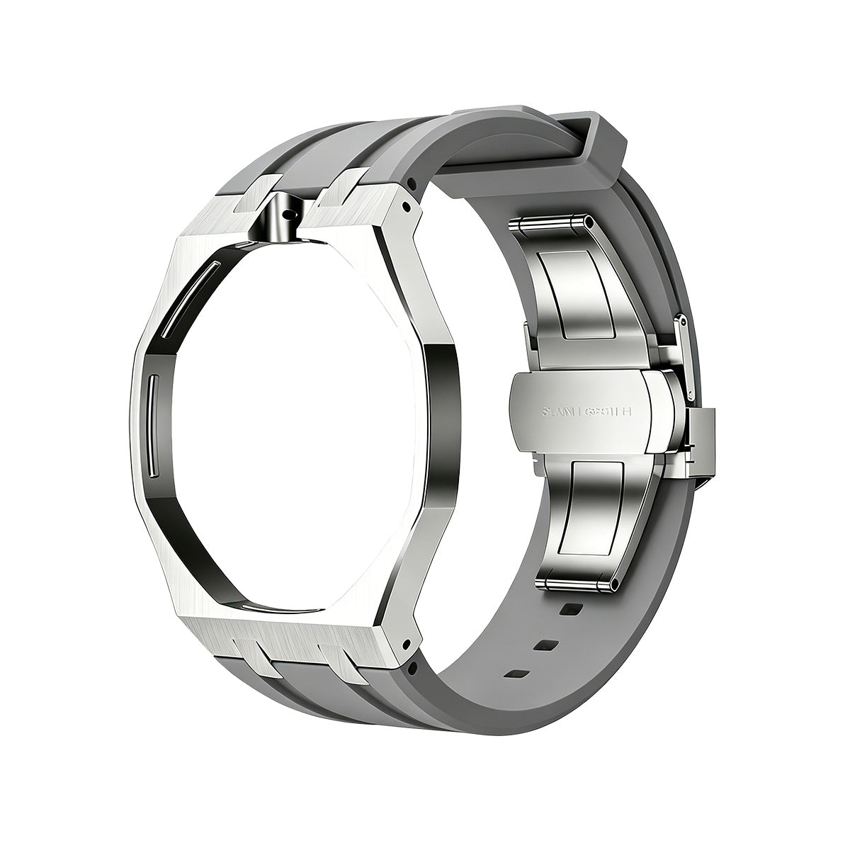 Oak Pop Gray Steel Silicone Strap