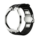 Oak Pop Black Steel Silicone Strap