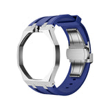 Oak Pop Dark Blue Steel Silicone Strap
