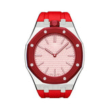 Oak Pop Orange-Red Steel Silicone Strap