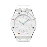Oak Pop White Steel Silicone Strap