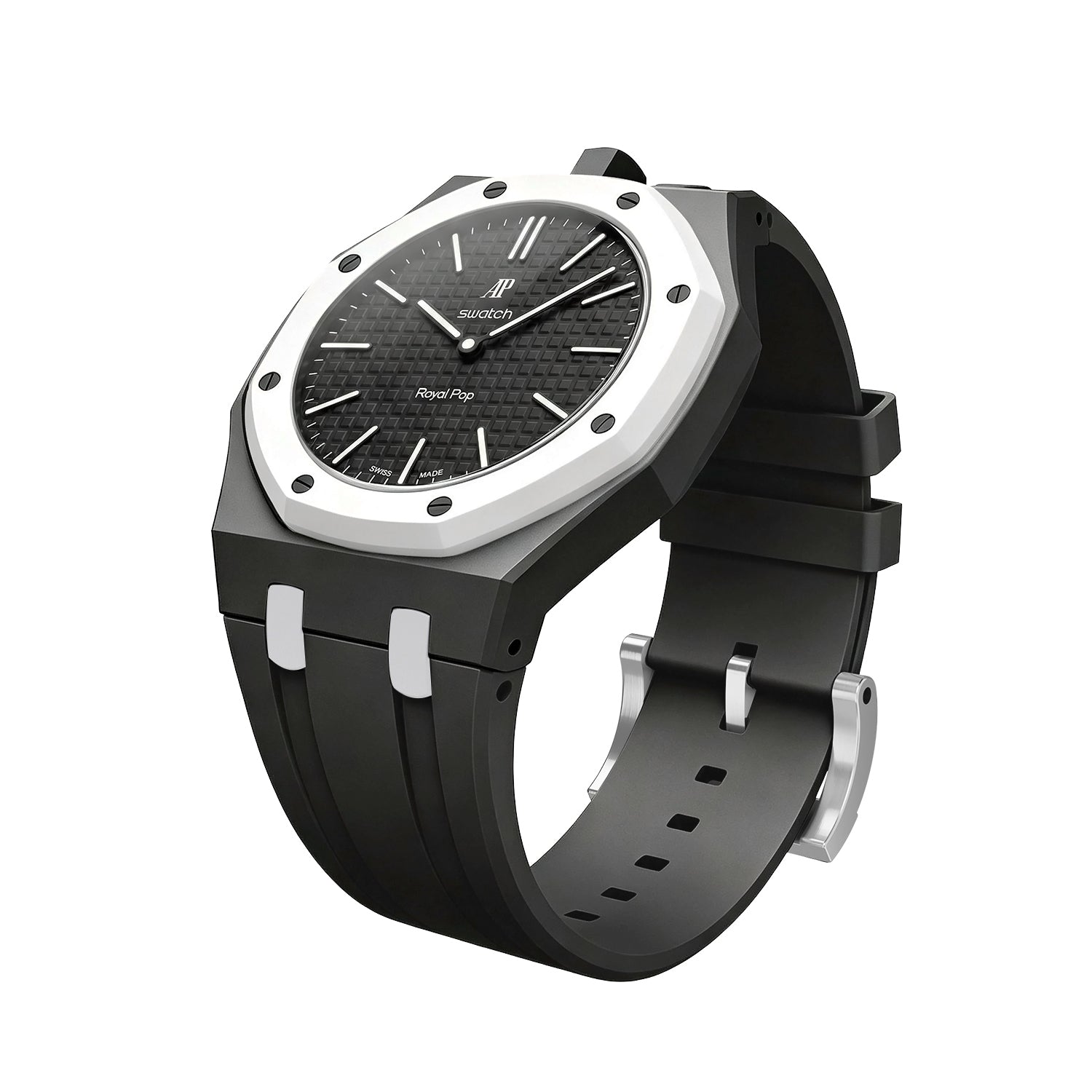 Oak Pop Exclusive Black And White Silicone Strap