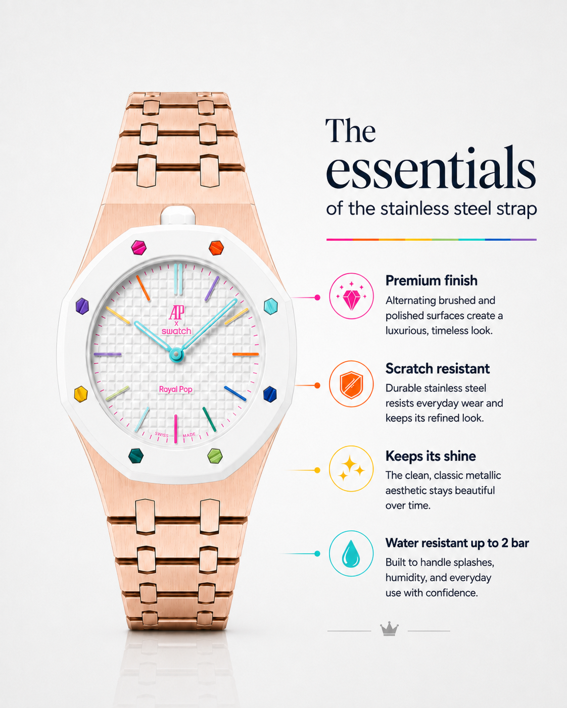 Royal Pop Rose Gold Bracelet | TOP version